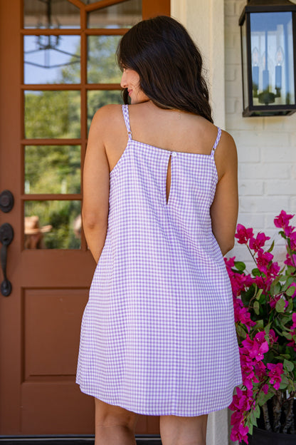 Lavender Picnic Gingham Mini Dress