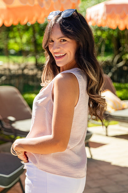 Summer Diaries Striped Button Front Tank