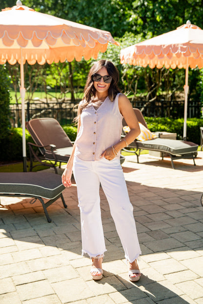 Summer Diaries Striped Button Front Tank
