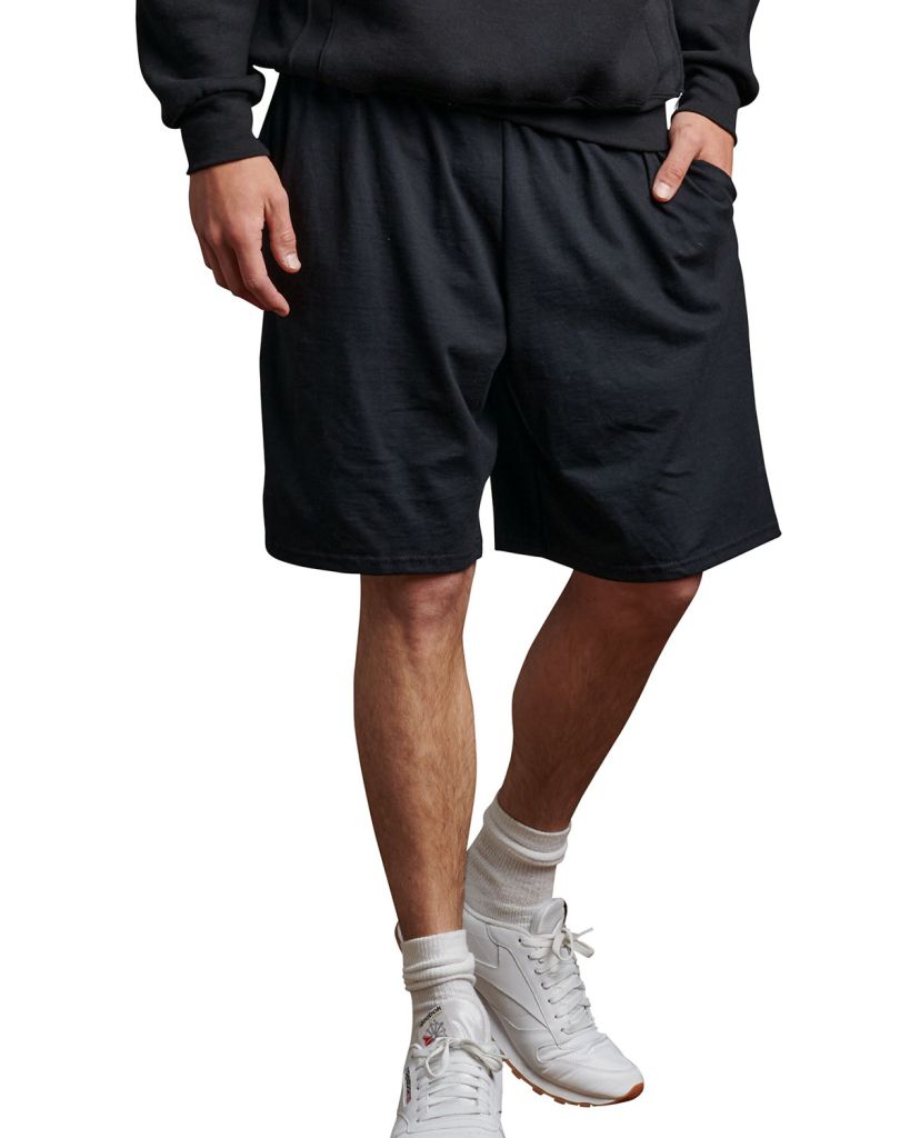 Russell Athletic Basic Cotton Pocket Shorts, Black Heather / XL