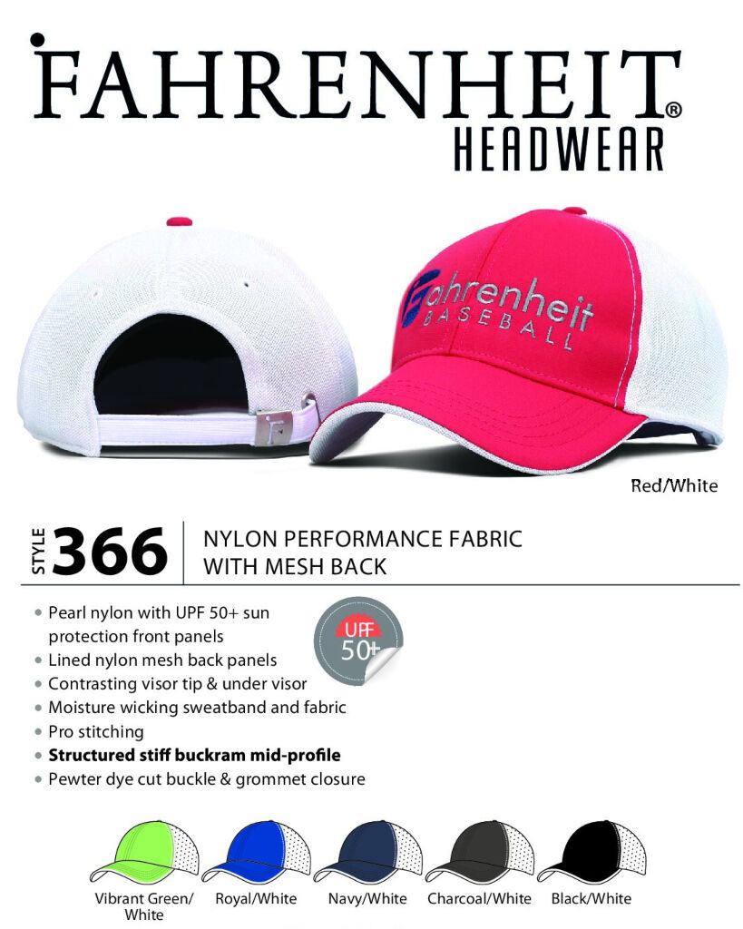 Fahrenheit Performance Fabric With Mesh Back