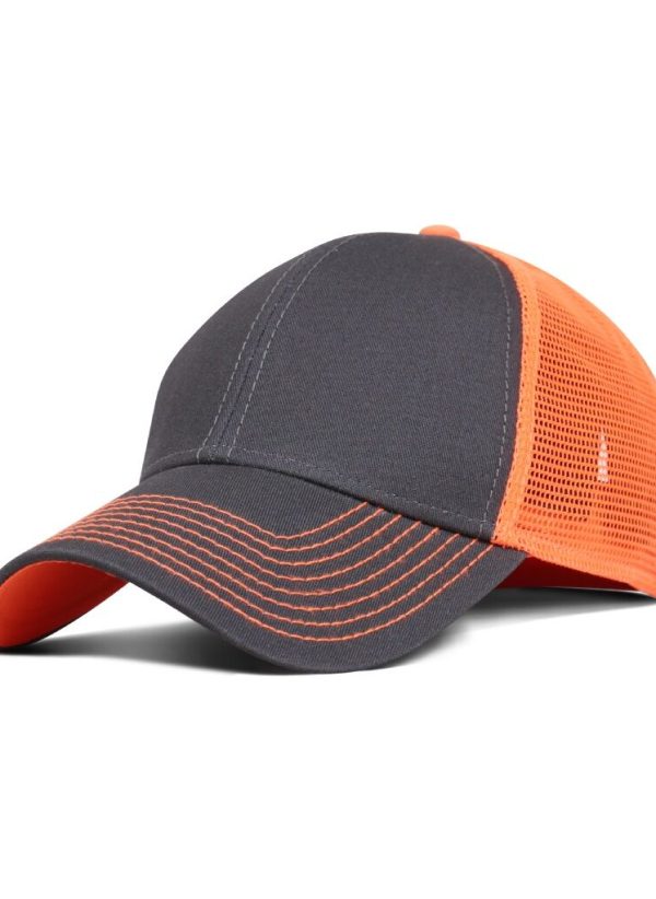 charcoal neon orange trucker cap