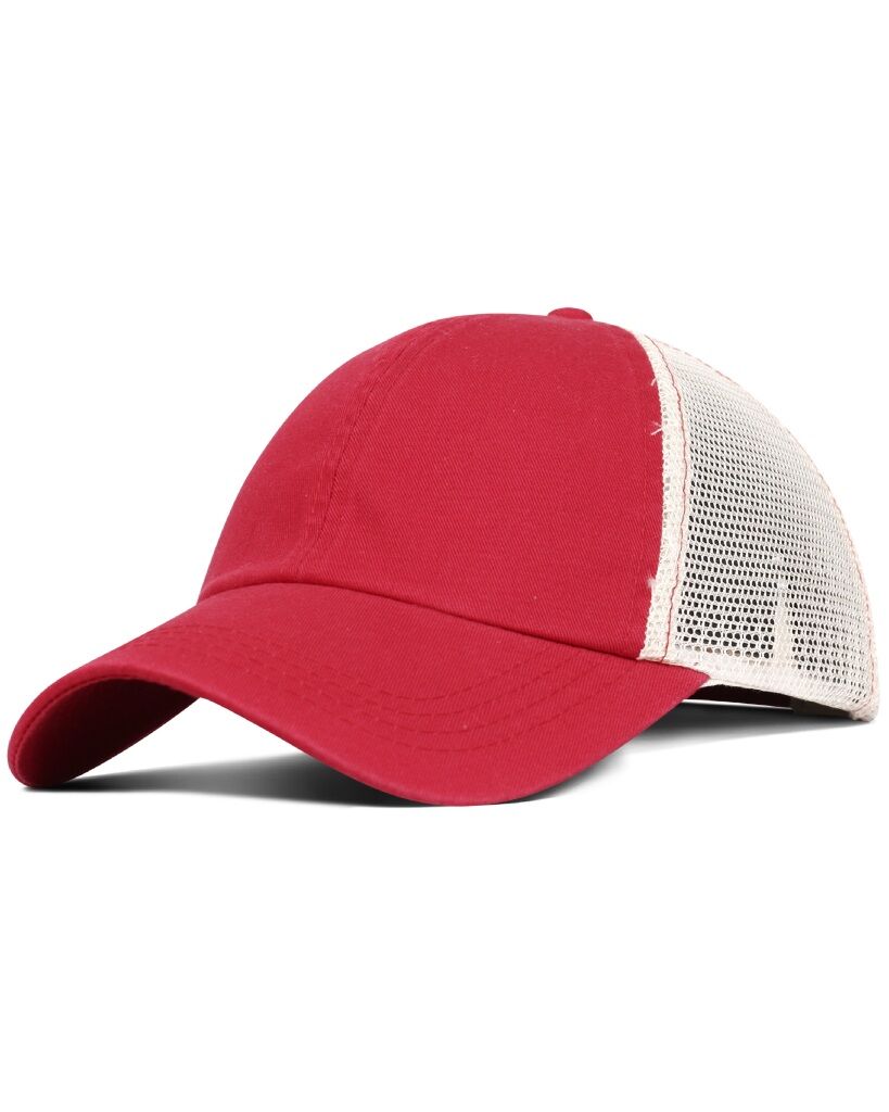 red tan trucker cap