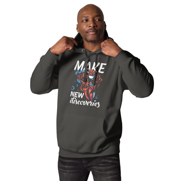 Edgy Men's Hoodie with Make New Discoveries Skull Graphic - Image 9