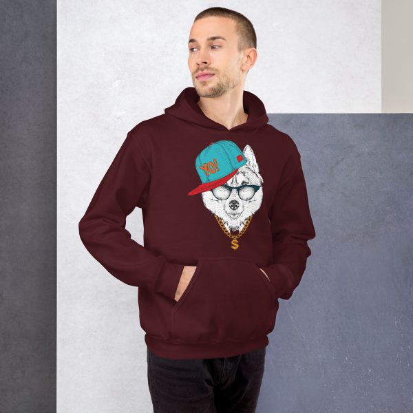 Men's YO! Wolf Hoodie Hip-Hop Inspired Graphic Design - Image 5