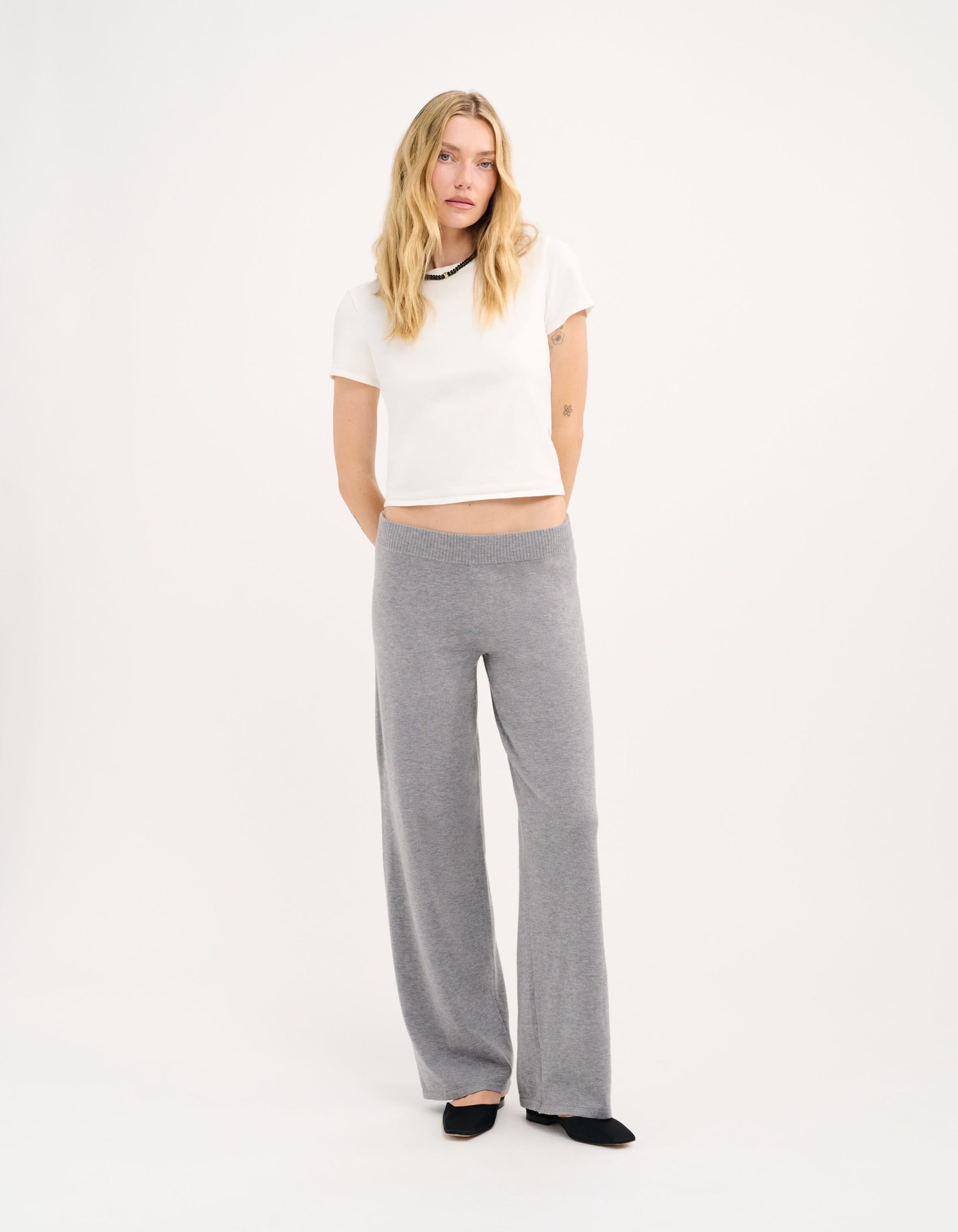 Dune Straight-Leg Knit Pant – Heather Gray Sweater Jersey