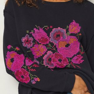 Aida Embroidered Thermal - Cross Stitch Black